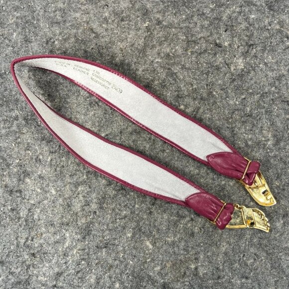 VTG 80's Liz Claiborne Deep Magenta Leather Belt w/ Gold Tone Buckle SM USA - Picture 9 of 15